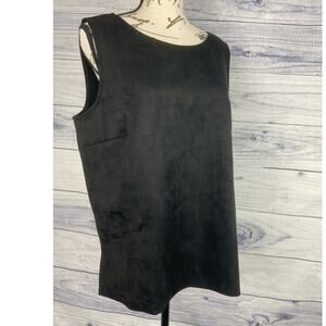 Wynne Layers Tank Top Womens M Shell Faux Suede Zip Back Black Stretch NWOT